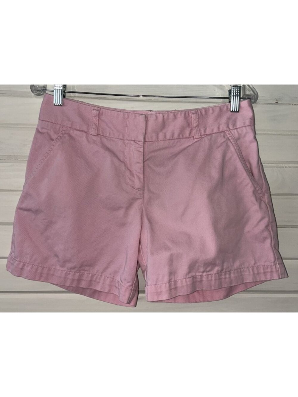 J. Crew Sz 4 Pink Classic Twill 100% Cotton Chino Shorts Pockets EUC
